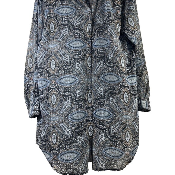 J. Jill Blouse Women's Size Small Paisley Tunic Mandala Long Sleeve Blouse - Picture 4 of 13
